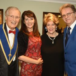 Nicholas Parsons with Paul Merton and their lovely ladies
